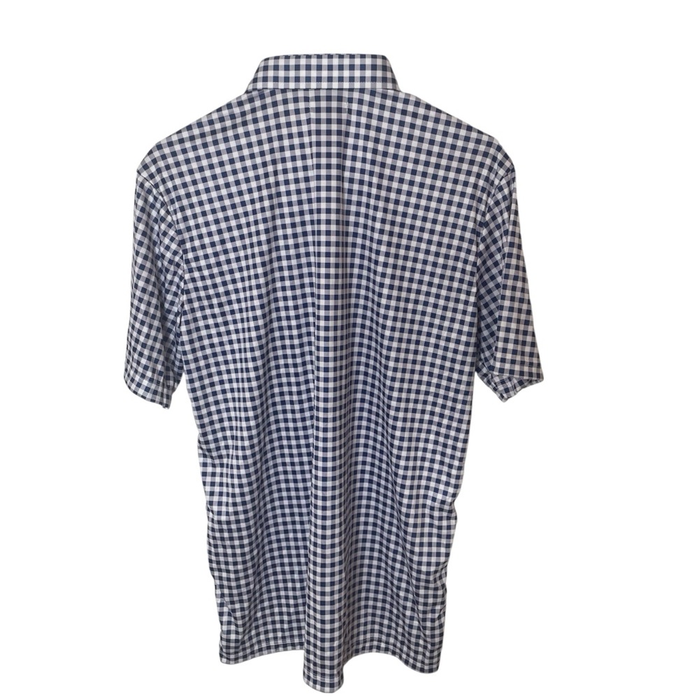 NWT Collars & Co. Navy Gingham Semi-Spread Collar Relaxed Polo in‎ Size Medium - Picture 3 of 7